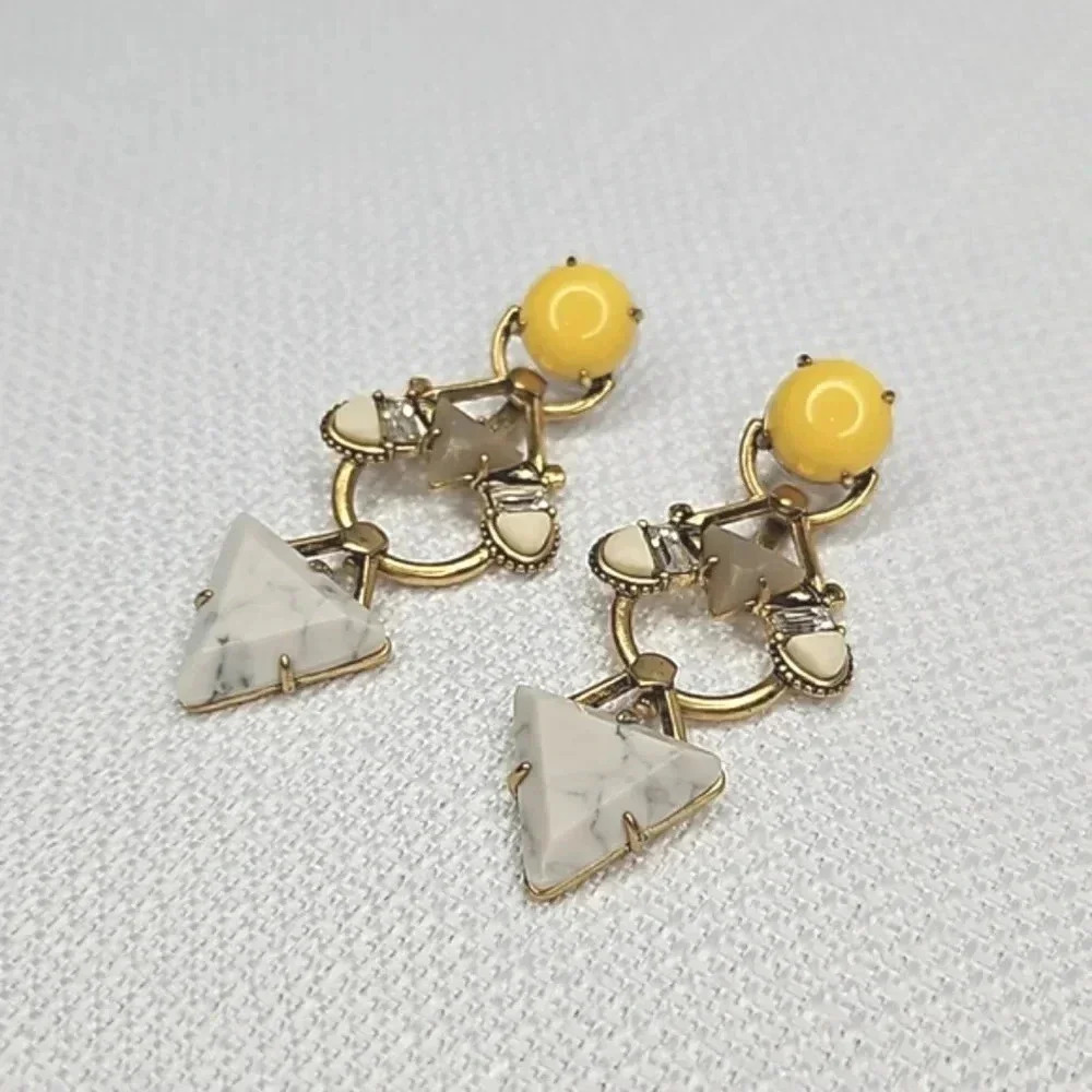 Stella & Dot Pavilion Chandeliers Yellow Vintage Gold Versatile Earrings